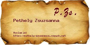 Pethely Zsuzsanna névjegykártya
